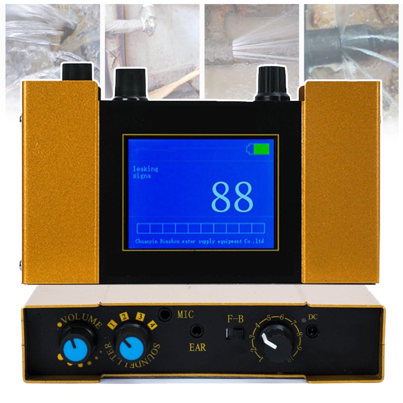 Detector Profesional Fugas Agua Subterraneo Sensor Geofono Pantalla Digital Auricular Maletin para Tuberias de Construccion Ajustable Marchas 1-4