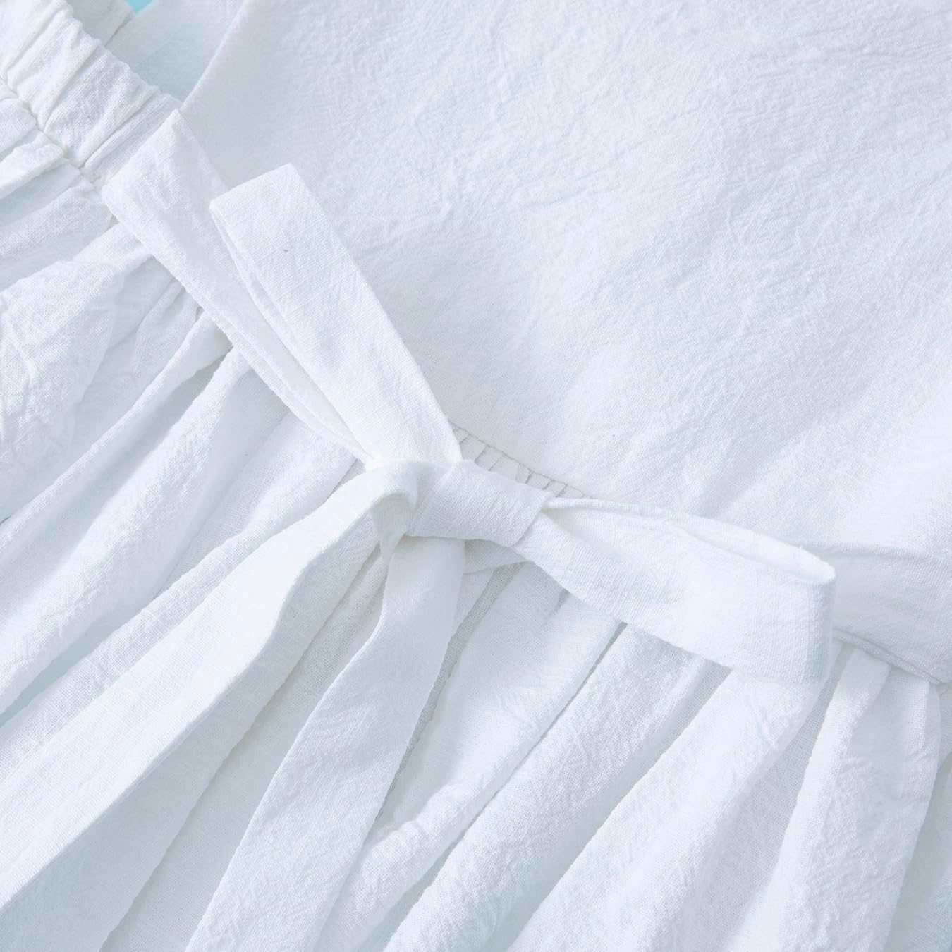 Toddler Girl Cotton Linen Summer Dress Suspender Sleeveless Button Beach Girls Sundress - Image 5