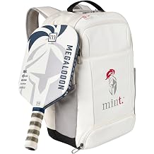 Mint Sport Megalodon Pickleball Paddle and Backpack 18K Carbon Fiber Face, 20mm Polypropylene Honeycomb Core, Elongated Handle, USAPA Approved Paddle