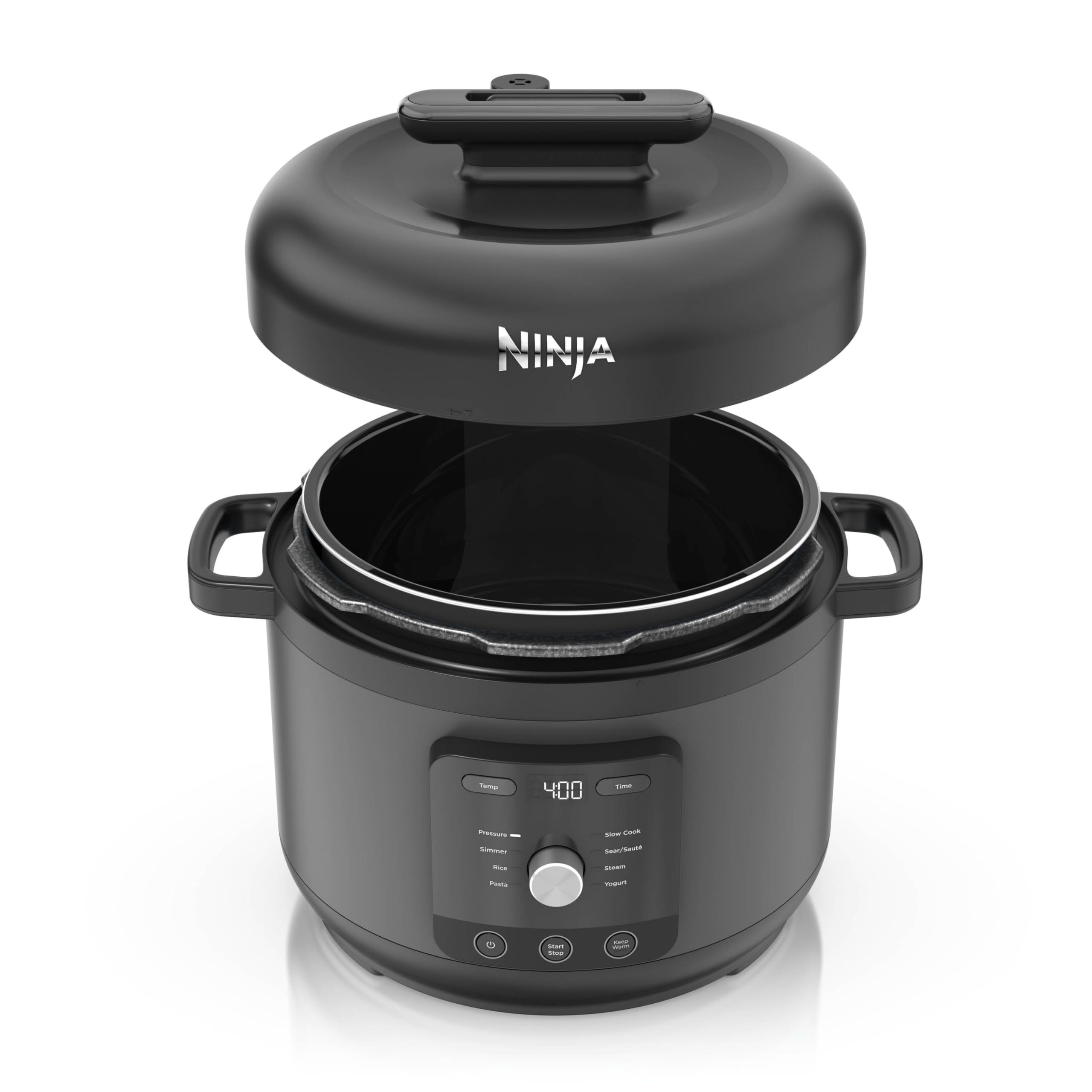 Ninja HyperHeat Autocuiseur Électrique, Mijoteuse, Cuiseur à Riz 9-en-1 de 6 l avec Grille de Cuisson Vapeur et Cuve de Cuisson Amovible Lavable au Lave-Vaisselle, Pour le yaourt, le Riz, Noir PC201EU