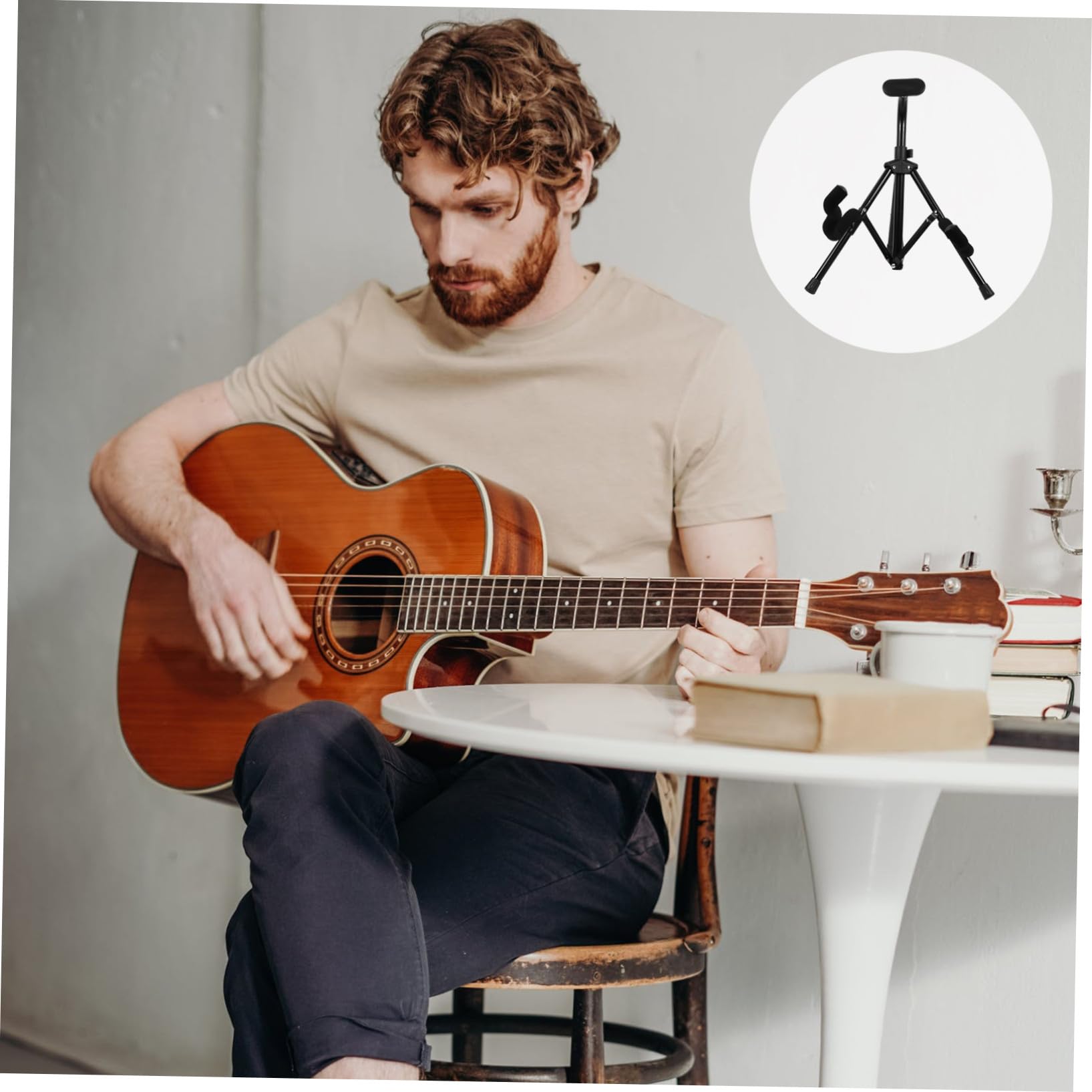 HANABASS 1pezzi Supporto per Chitarra Staffe in Gomma Organizer per Strumenti Musicali Gancio per Appendiabiti per Chitarra Stand Pieghevole Supporto da Pavimento