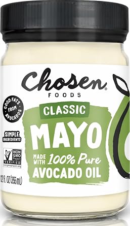 Chosen Foods Avocado Oil Mayo Traditional Sandwiches, 12 oz for Dressings and Sauces, Non-GMO, 100% Pure, Gluten Free, Dairy Free | Simple ingredients, good fat