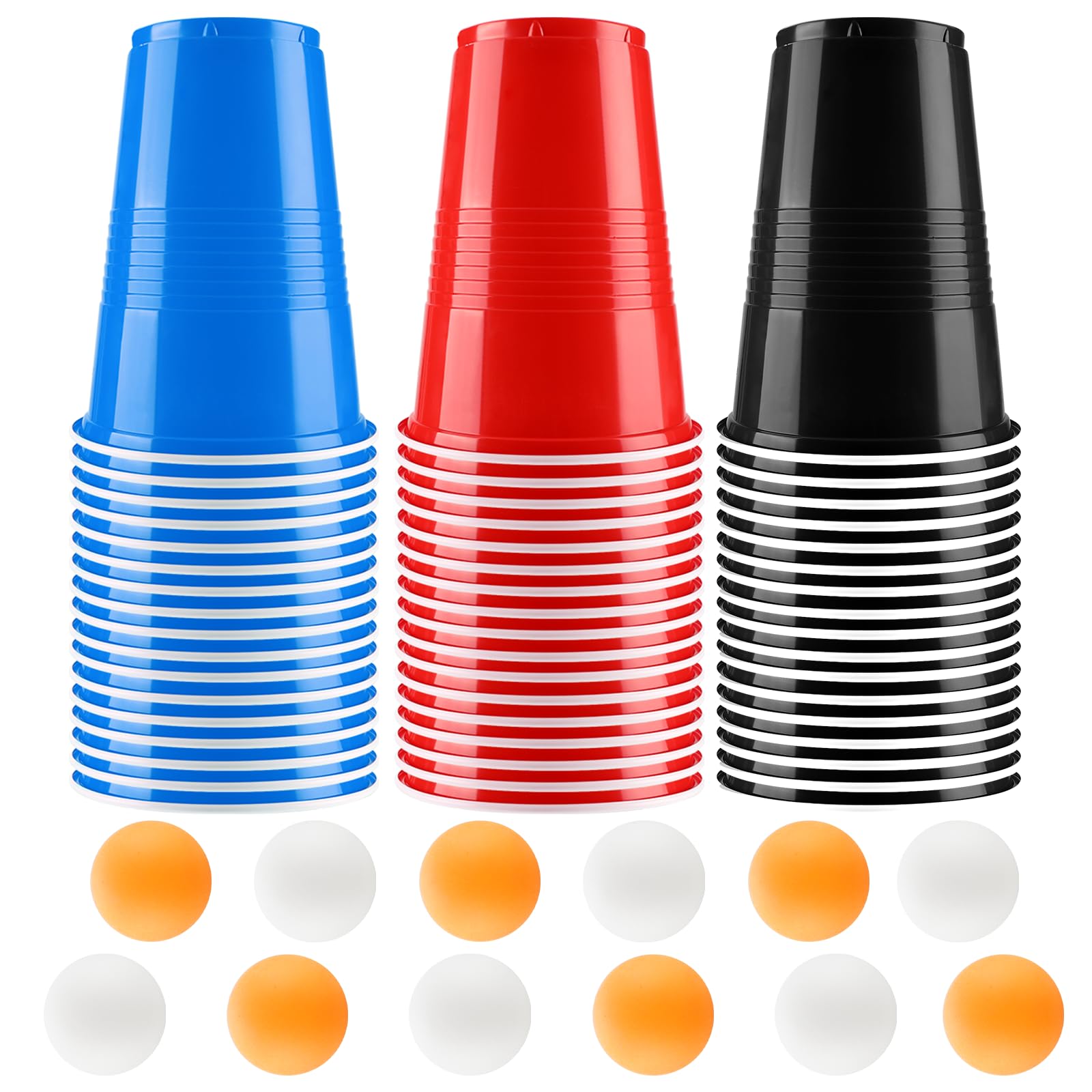 Sprifityy Beer Pong,51 Pezzi 500ml Bicchieri Beer Pong e 12 Pezzi Palline da P ing Pong,Bicchieri di plastica riutilizzabili,per Giochi di bevute, Feste, Compleanni, Matrimoni, Campeggio