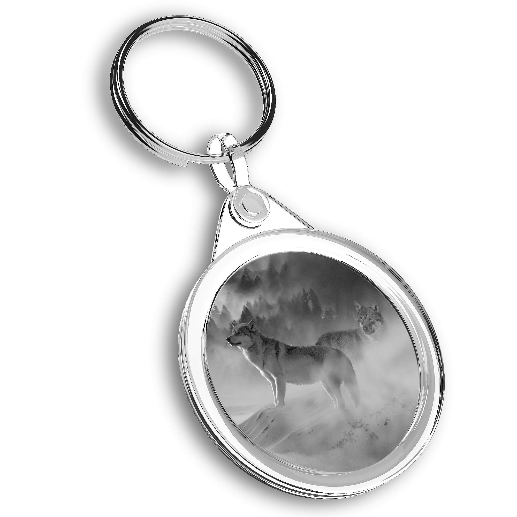 Destination Vinyl Ltd Unisex Multi 1 X Photo Keyring - Wild Wolf Snow Forest Winter Wolves |Keychain|Keyring|Charm| #40800