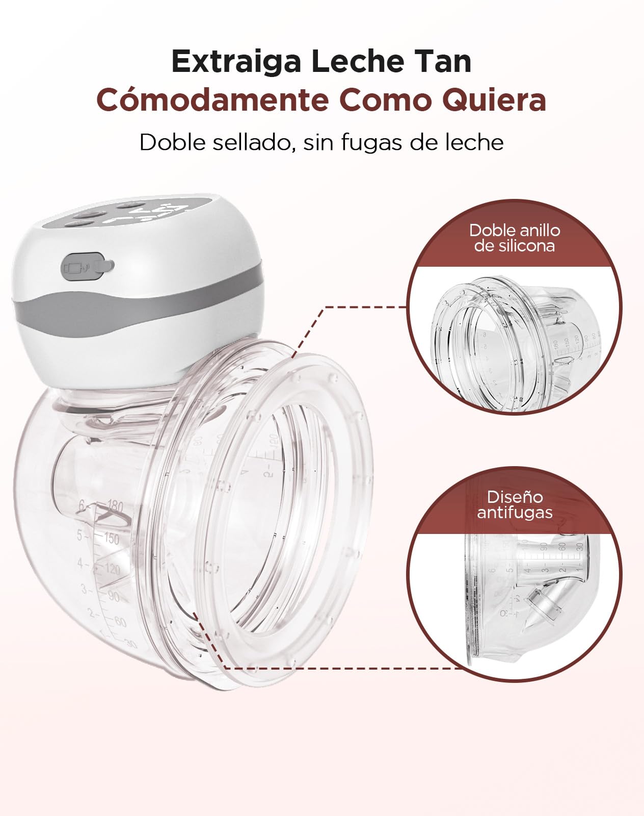 Haokoo Sacaleches Electricos Manos Libres Portatil, 201g Ligero Extractor de Leche Materna Electrico, Recargable, Sin BPA, 3 Modos y 12 Niveles, 21mm/24mm Brida, para Viajes, Oficina, 1 Pieza