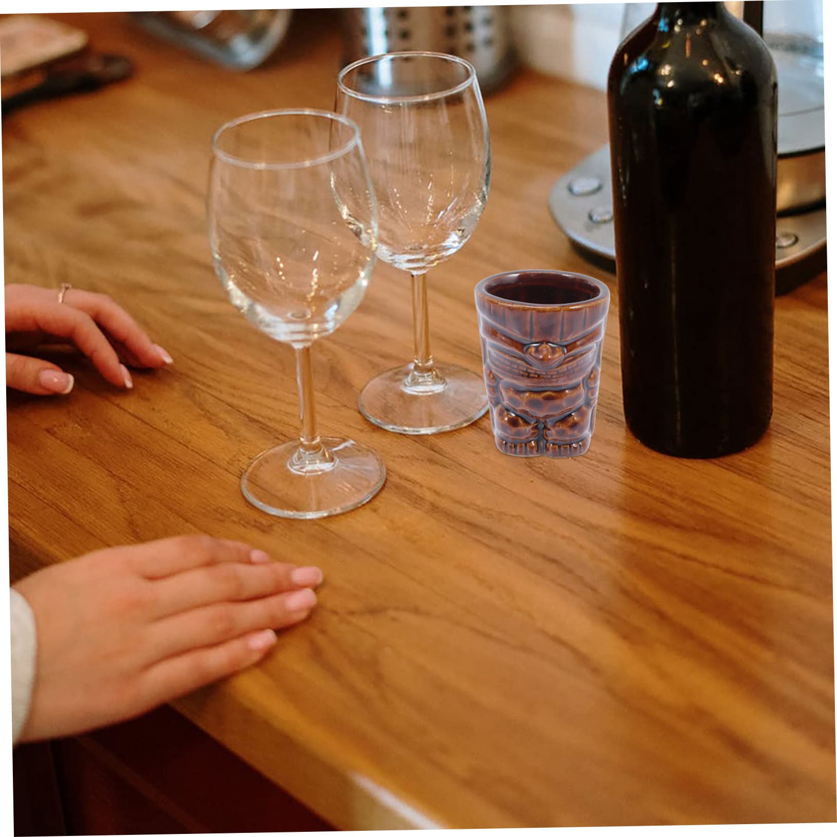 PRETYZOOM 4 Uds Tiki Taza Pequeña Copa De Vino Copa De Cóctel Decorativa Copas De Cóctel Taza De Fiesta Hawaiana Vasos para Beber Copa De Vino Copas Tiki para Cócteles De Cerámica