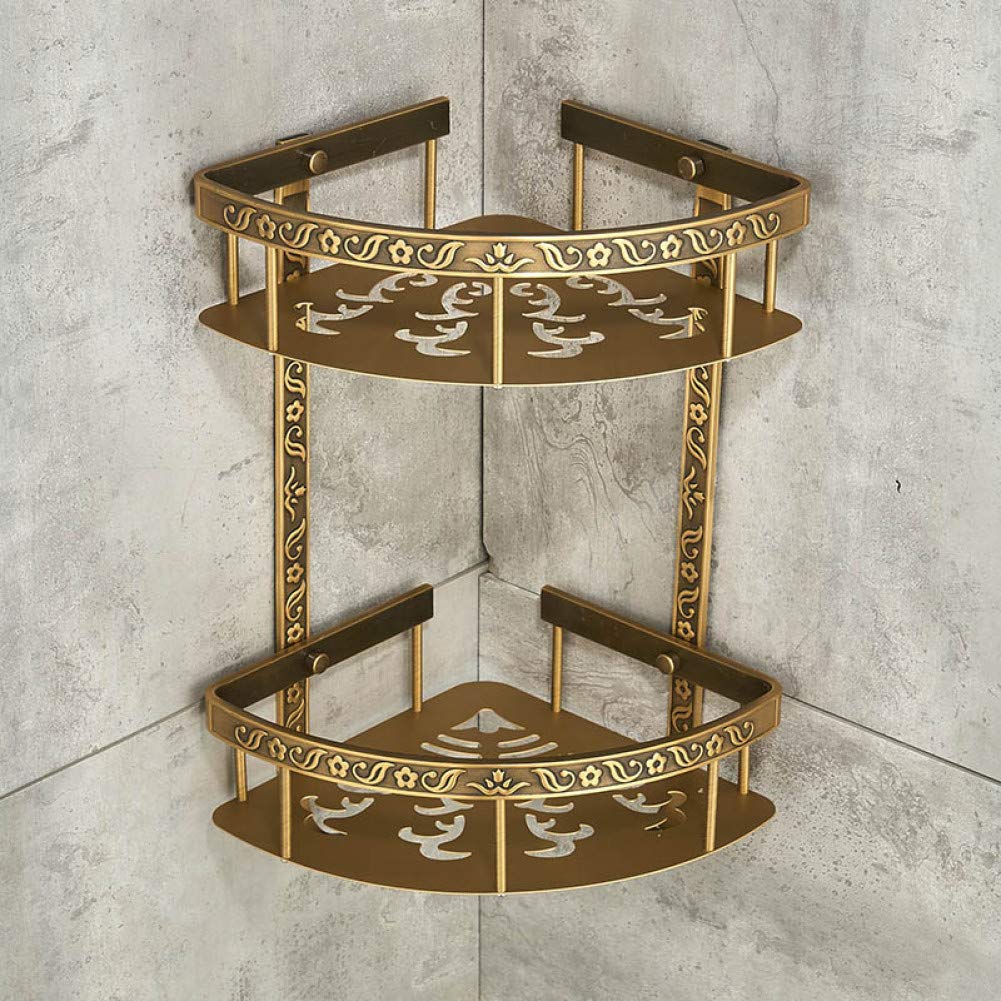 Estantes de baño exquisitos, toallero de baño, Estante de Esquina de Ducha de Metal Antiguo de 2 Capas, Estante de Almacenamiento de champú para Montaje en pared/Abs-001-2
