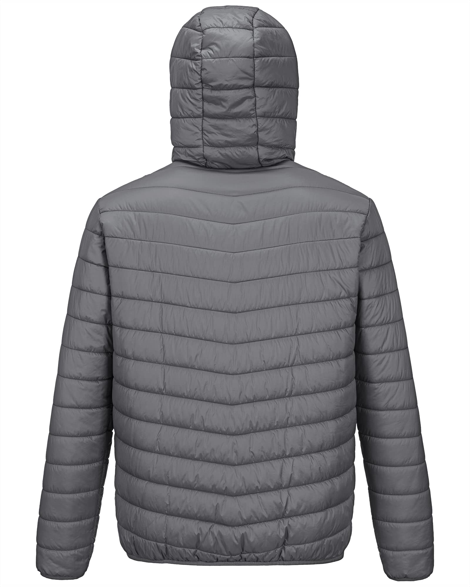 Outdoor Ventures Herren-Pufferjacke Leichte Wasserdichte Kapuzenjacke Isolierter Puffmantel Verstaubare Winterjacke für Herren mit Taschen Zum Wandern Camping Reisen