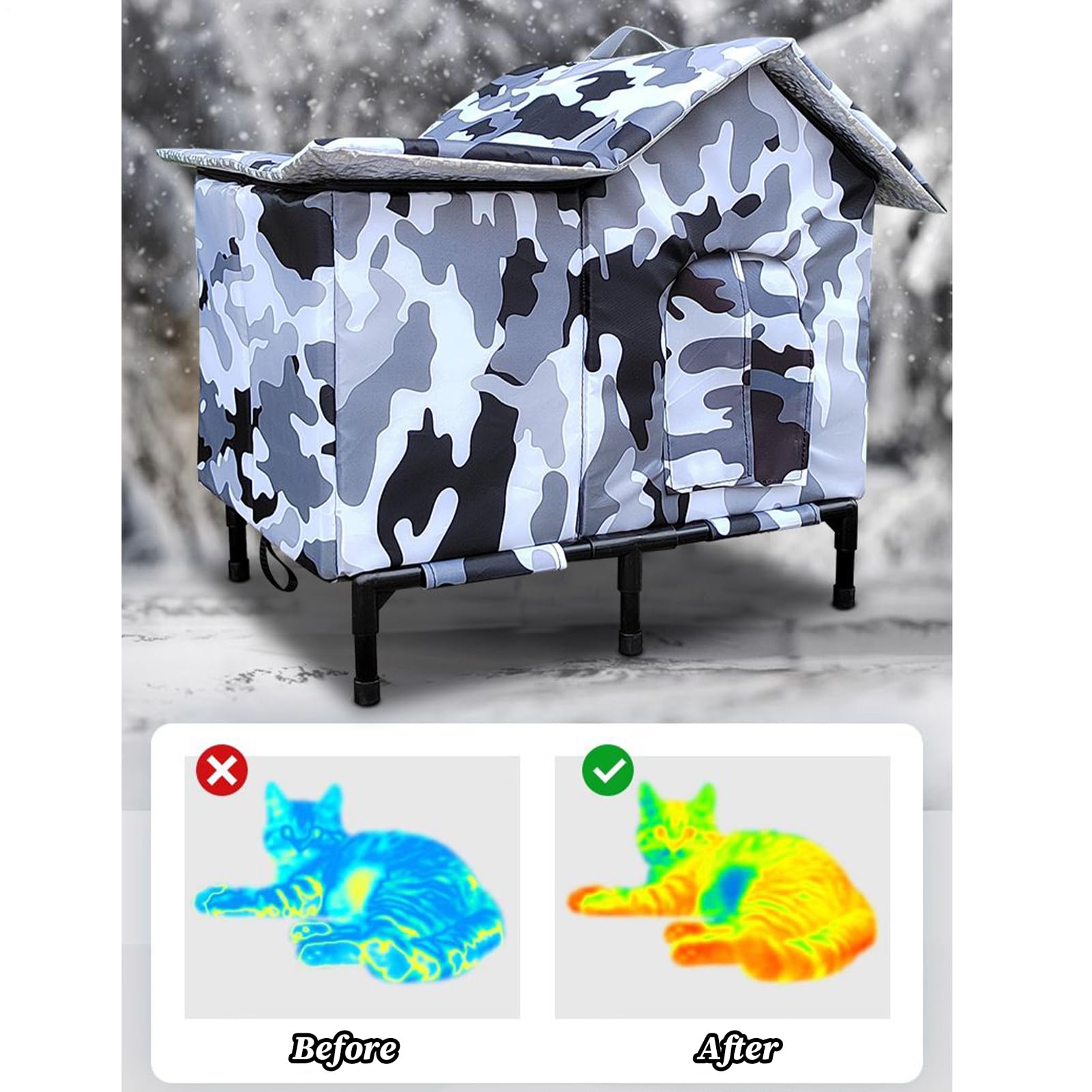 Casetta per gattini, impermeabile, calda e antivento, per esterni, per patio, cortile, giardino, parco, area residenziale, garage, fienile, angolo strada