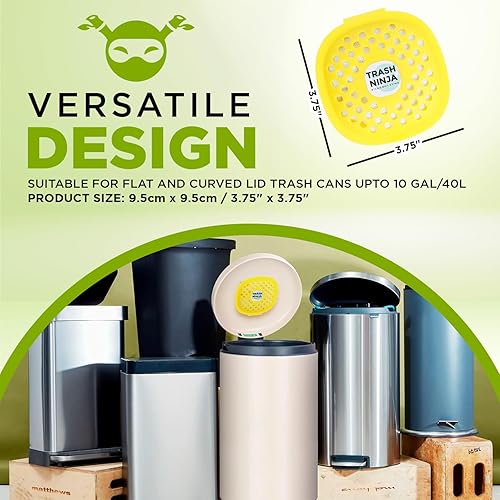 Vista 29 de Trash Ninja - Desodorizador y eliminador de olores (paquete de 2) para botes de basura de interiores de hasta 10 galones, fabricado con carbón