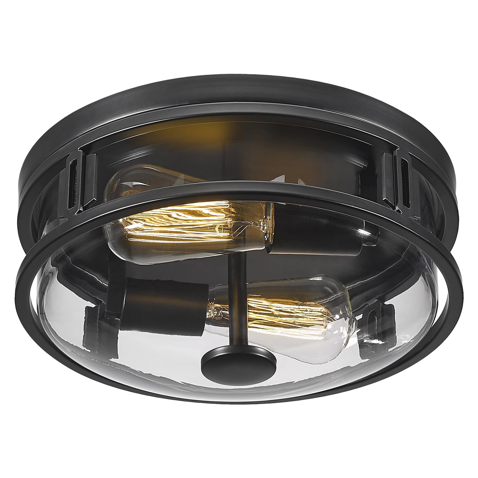 Flush Mount Ceiling Light with Clear Glass Shade, 2-Light