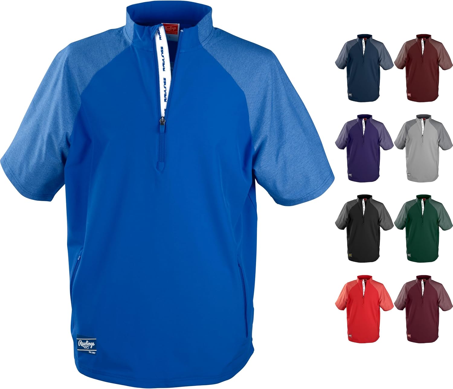 Rawlings | Boy's Colorsync Short Sleeve Cage Jacket | Athletic Training Apparel | Youth Sizes | Multiple Colors