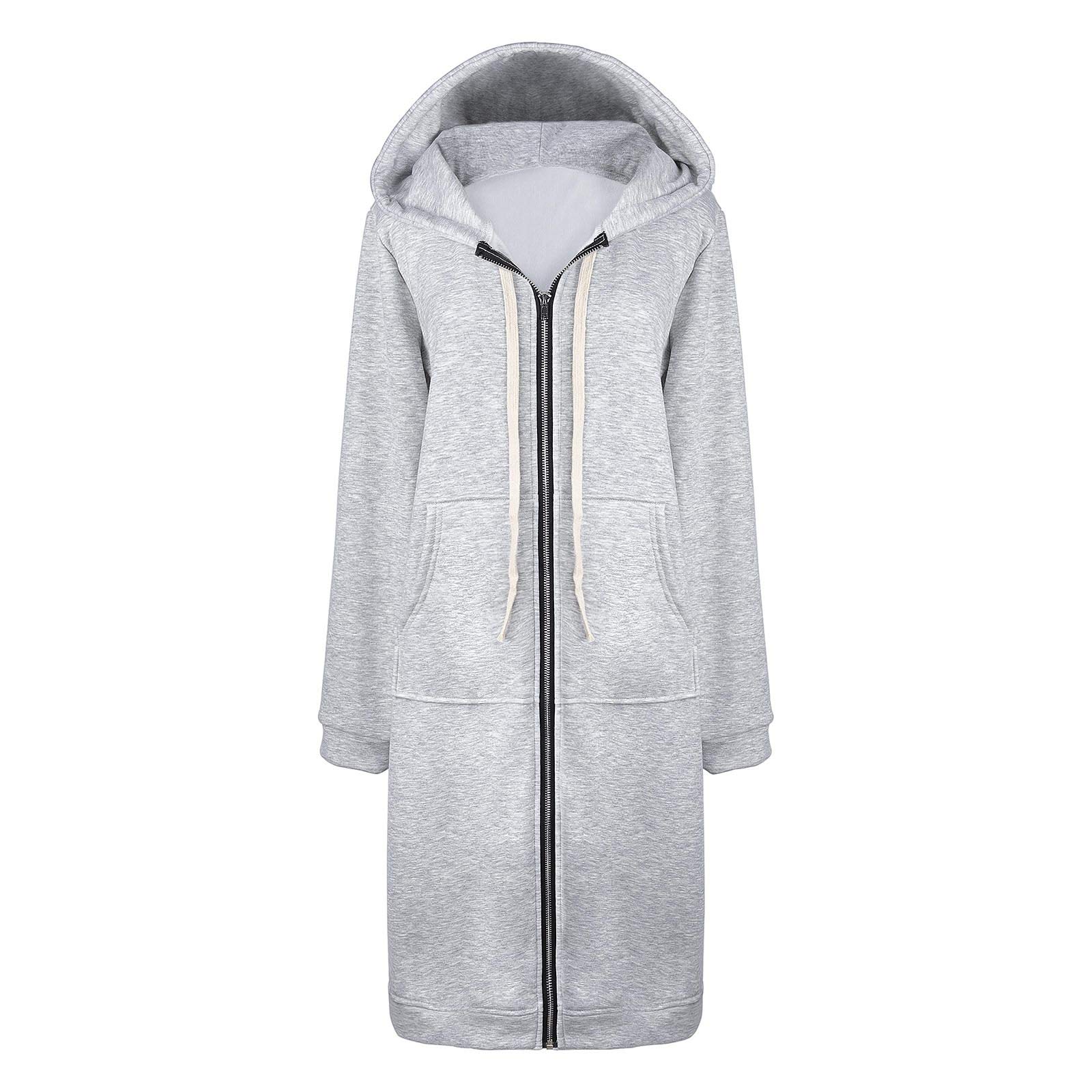 AblanczoomHoodies for Women Long Sweatshirts: Comfortable Full Zip Up Hoodie Womens Fashion Fleece Sweatshirt with Pockets