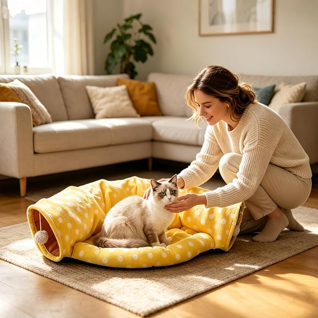 Foto 2 de 6 de PETCUTE Juguetes Túneles para Gatos Juguete Interactivo en casa Camas para Gatos Conejo Túneles Plegable