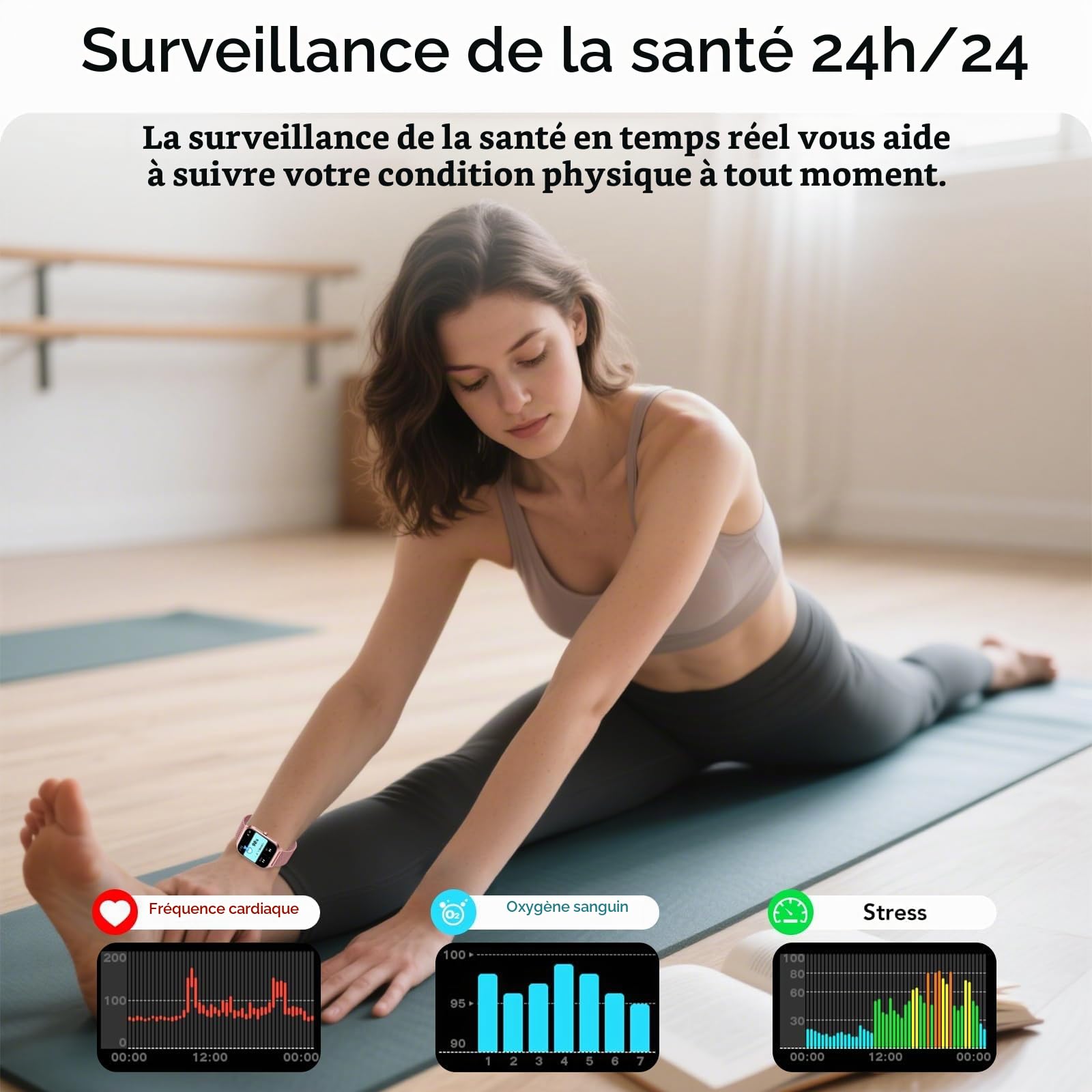 CASCHO Montre Connectée Femme avec Appel Bluetooth, 1.85"HD Smartwatch Femme avec Fréquence Cardiaque/Sommeil/SpO2, IP68 Étanche Fitness Tracker avec 120+ Modes Sportifs, pour Android iOS - Doré rose