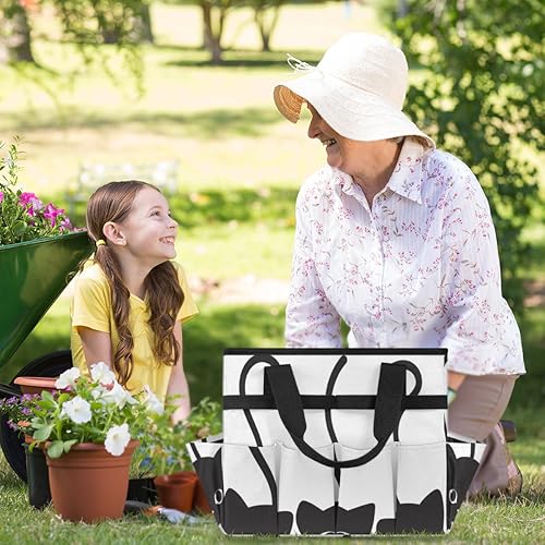 Miniatura 6 de Black Cartoon Cats Garden Tool Tote Bag for Women Men Gardening Tool Storage Bags with 10 Pockets Standable Garden Home Tool Kits Organizer for