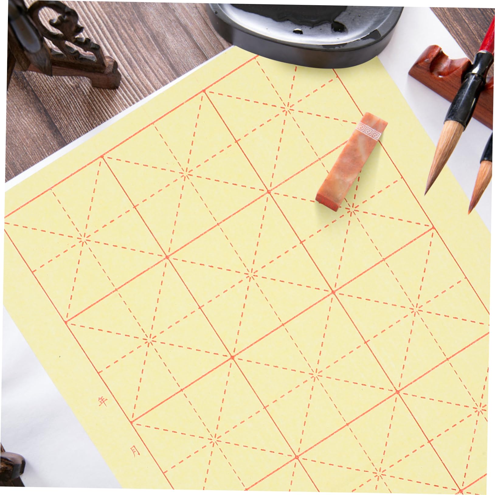 Genérico 200 Piezas Papel de Caligrafía Xuan para Principiantes de Arroz con Cuadrículas para Práctica de Caligrafía Casa y Escuela
