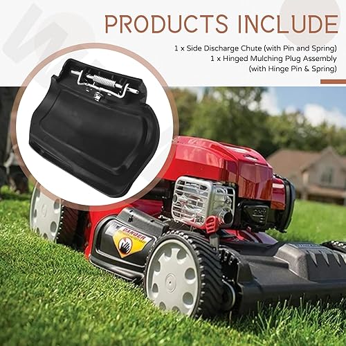 Miniatura 5 de 731-07131 987-02516A Conducto de descarga lateral y tapón de mantillo con bisagras compatible con MTD Craftsman de 21 pulgadas, cortacésped empujado