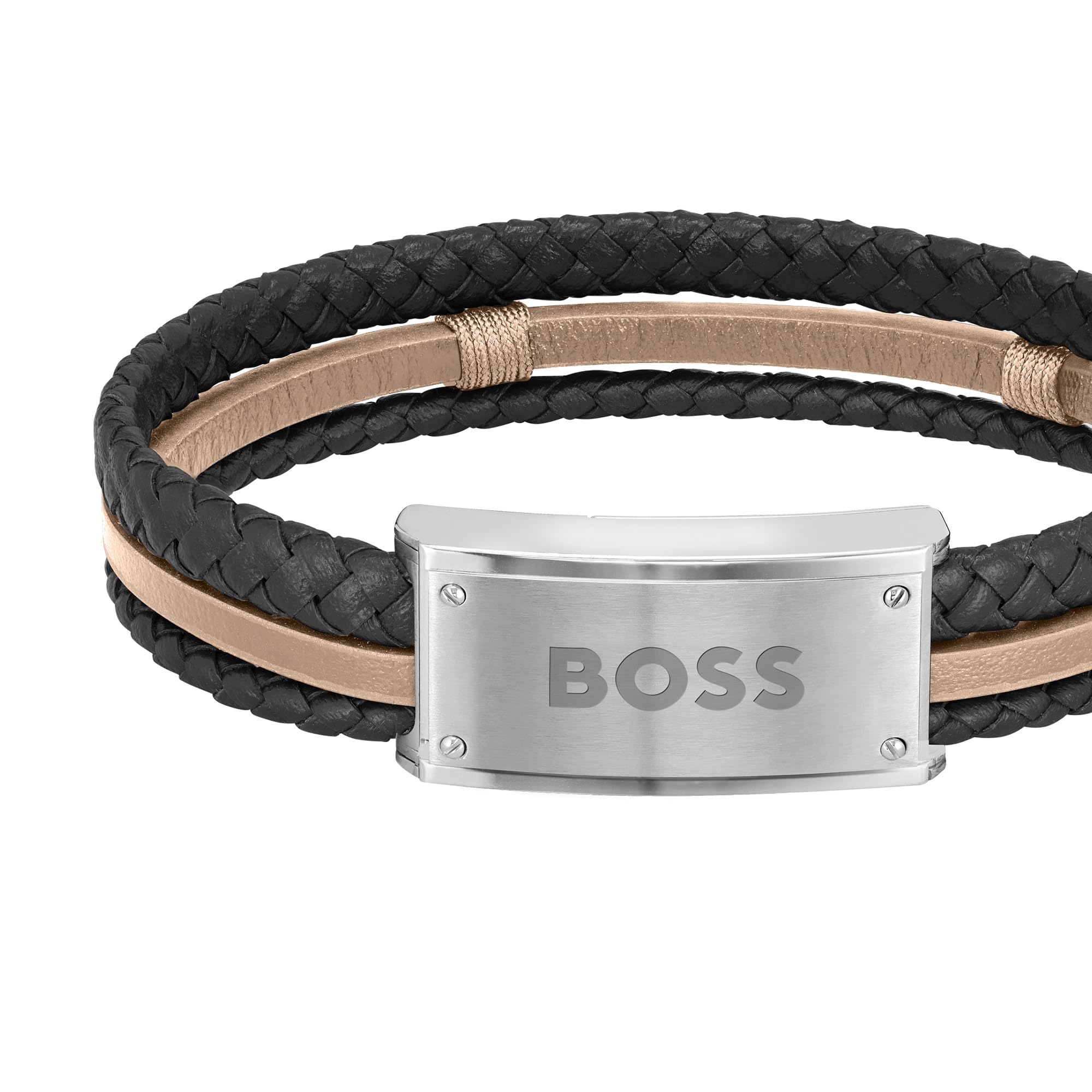 BOSS Jewelry Pulsera de piel para Hombre Colección GALEN en beige, marrón o negro