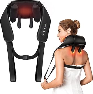 Neck Massager for Neck Pain Relief, 4D Deep Kneading Massagers with 6 Massage Nodes, Cordless Shiatsu Neck and Shoulder Massage Pillow with Heat for Neck, Trapes, Back & Leg, Gifts for Women Men Mom
