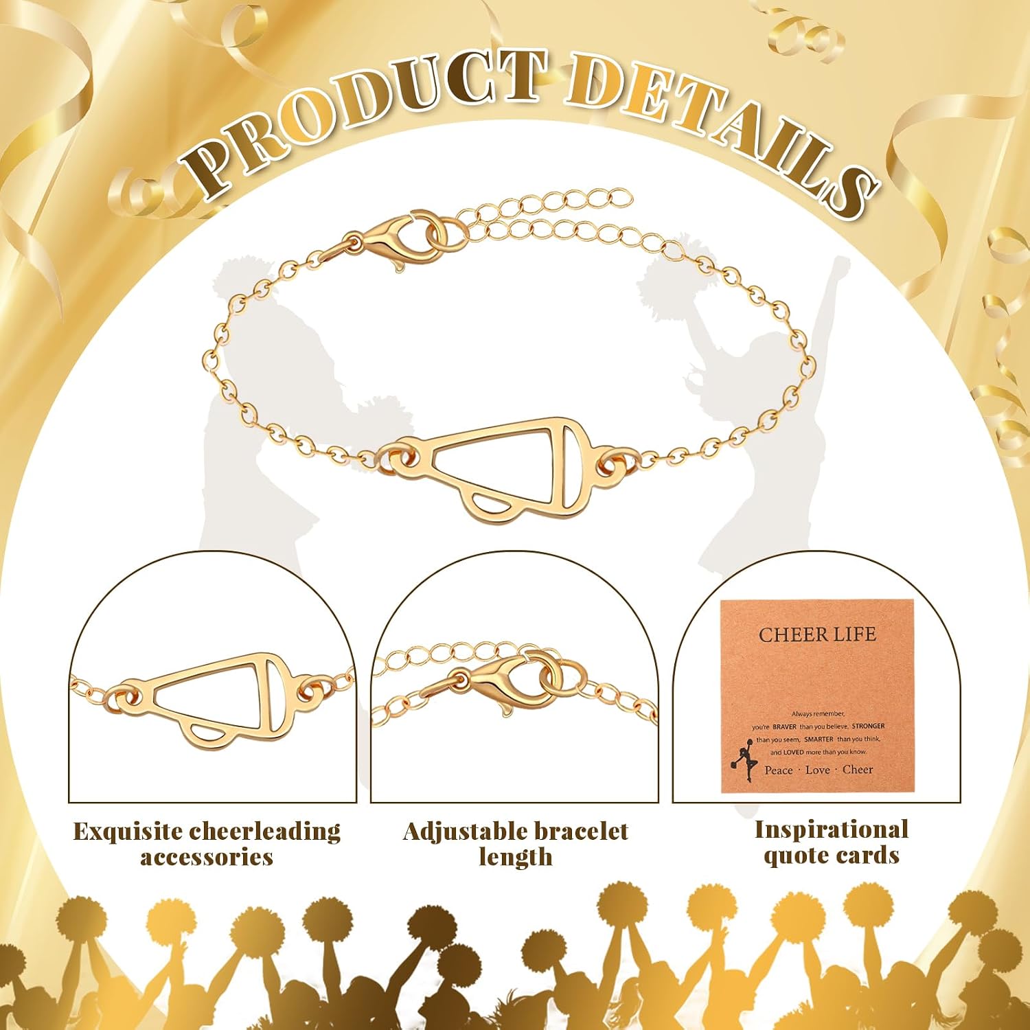 12 Pcs Cheer Gifts Bracelets Bulk Adjustable Team