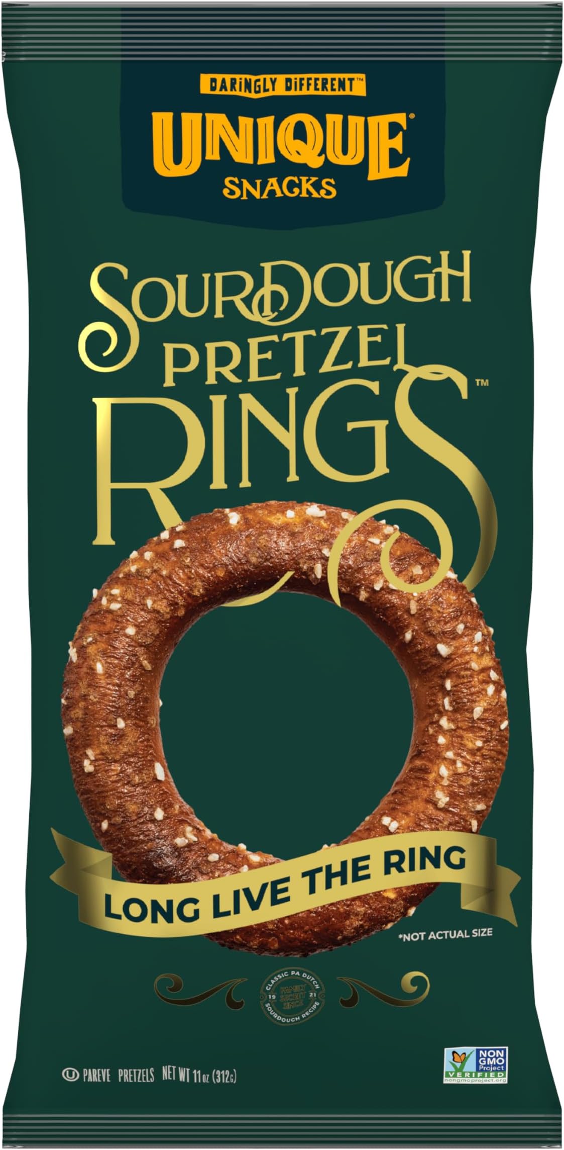 Unique Snacks Sourdough Craft Beer Pretzels, Ring Shape, 11 Oz, Pack of 3