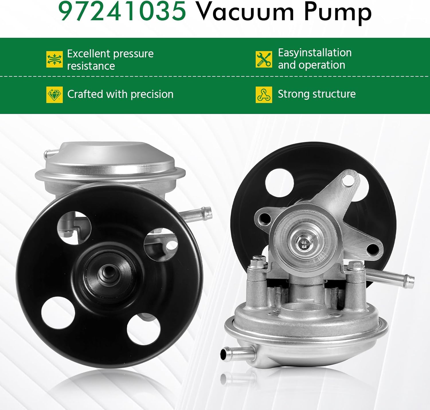 97241035 Vacuum Pump with Pulley Compatible with Isuzu NPR NPR-HD L05 L31 LQ4 LY6 L96 3.0L 3.9L 6.0L TBI MPI Gas V8 Engine 1995-2020, Brake Vacuum Pump Replacement 8972410351, 904-862