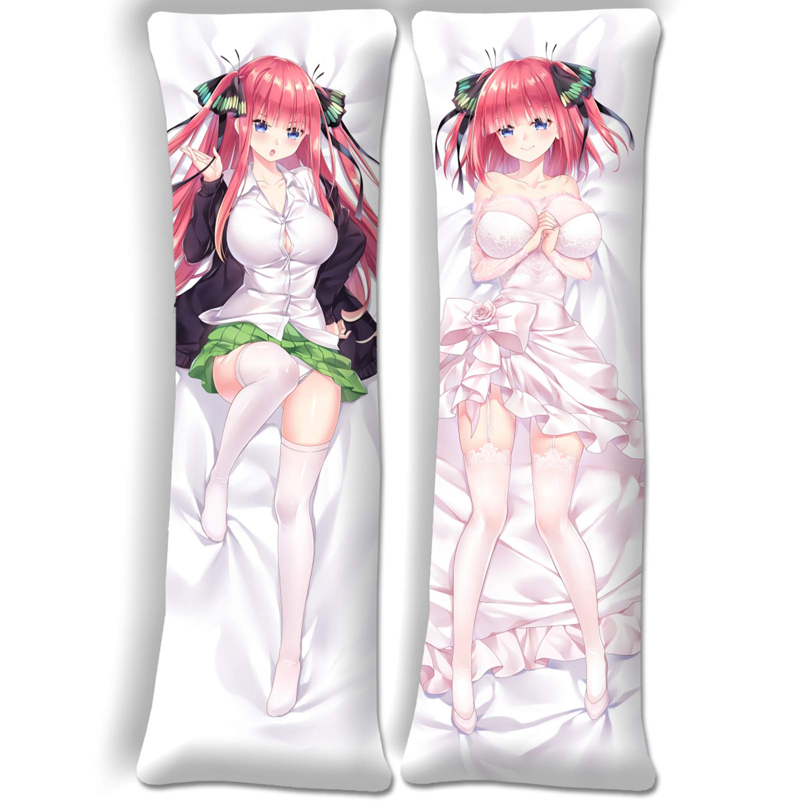 ANYUNIS The Quintessential Quintuplets Nakano Nino Body Pillow Anime Boy Dakimakura Pillow Cover 120x40cm(47.2x15.7in) Peach Skin