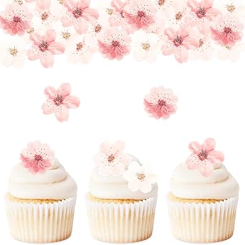 ENLACE Cherry Blossom Cake Decoration Flowers Edible 48 Cherry Blossoms