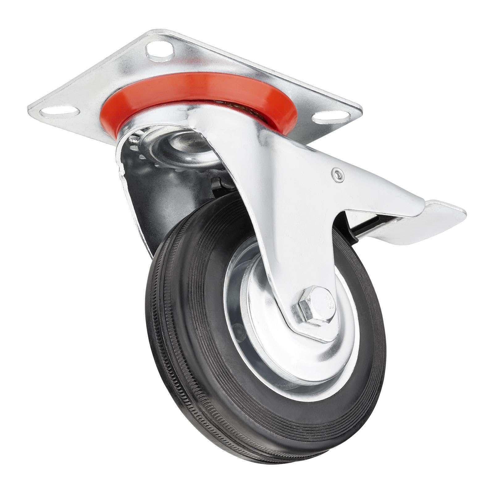 SOTOOLS 4er SET Schwerlastrollen FORTIX Ø 200 mm (2x Bock, 2x Lenkrollen mit Bremse) – Tragkraft 440 kg Gummirollen Ø 200 mm mit Panhead-Schrauben – solide & langlebig