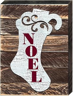 Noel Stocking Rustic Wooden Holiday Wall Art