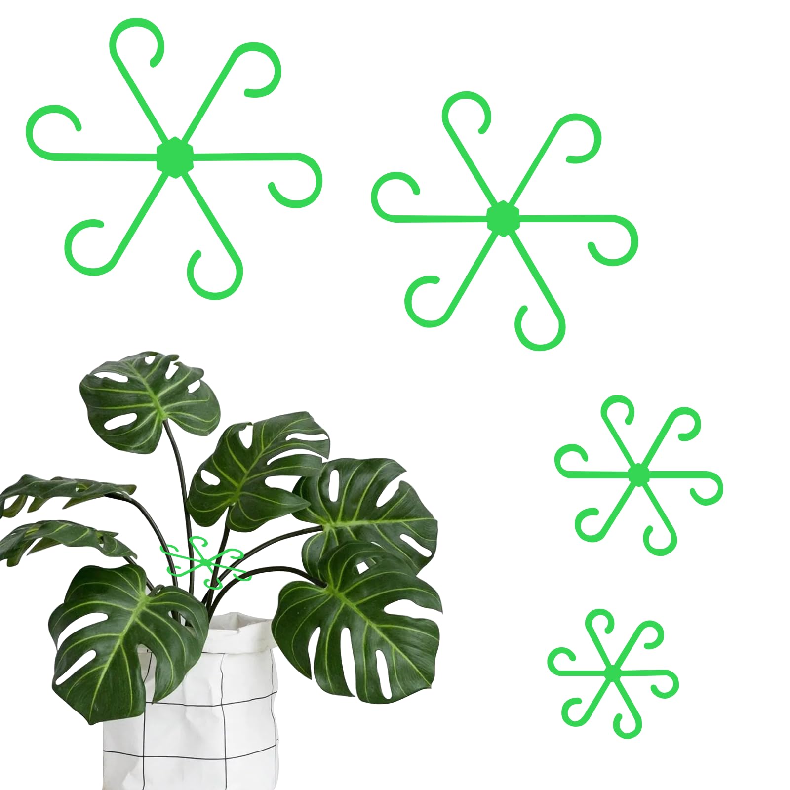 BEELUKY Pack of 16 Plant Support Shrub Holders Plant Holders Plant Supports Garden Support Ring Plant Stem Holder Plant Clips to Support Monstera Trellis Alocasia Tomatoes (Green)