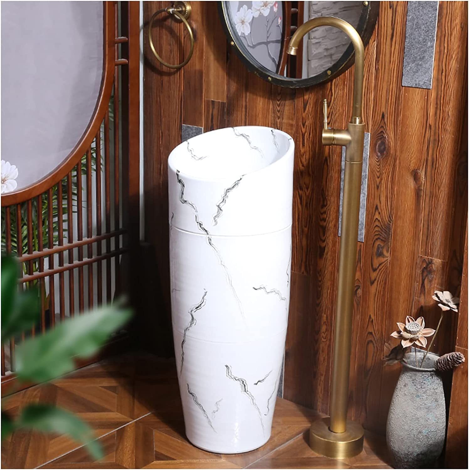 台の上の鉢  アメリカ  洗面器  陶磁器  芸術 Amazon | 独立式 洗面ボウル 豪華の洗面台セット 農舎風のアート