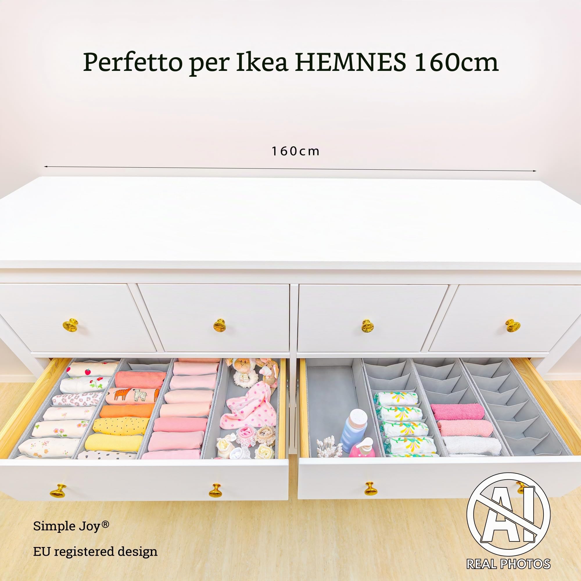 SIMPLE JOY® Organizzatore per cassetti compatibile con Ikea (HEMNES grand (50 scomparti))