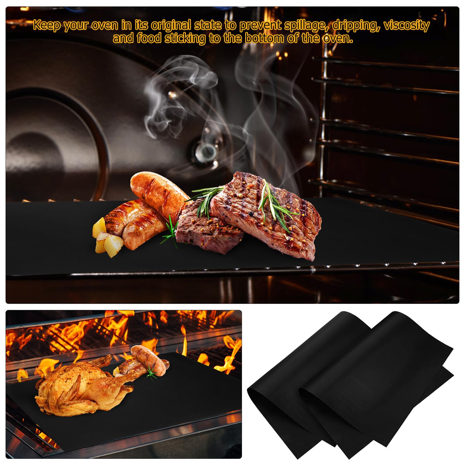 NUOBESTY 9 Stück Teiliges Backofen Hitzebeständigen Schwarzen Antihaft ofenmatten Wiederverwendbare Grill Backmatten Zuschneidbar für Gleichmäßiges ohne Anbrennen