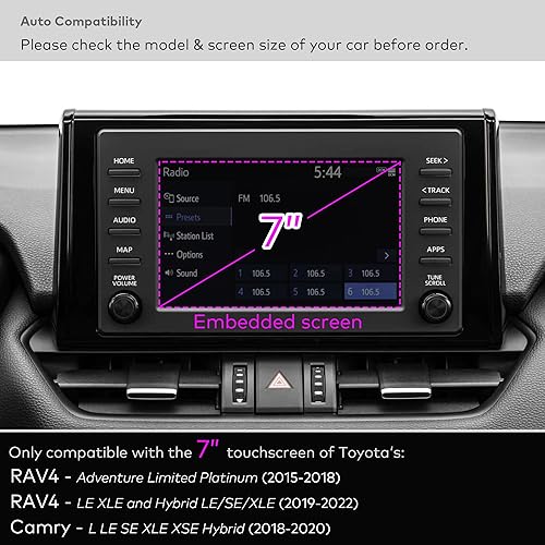 Miniatura 2 de Protector de pantalla de cristal premium para Toyota RAV4 (2015-2022), Camry (2018-2020) Pantalla táctil multimedia antirreflejos (mate)