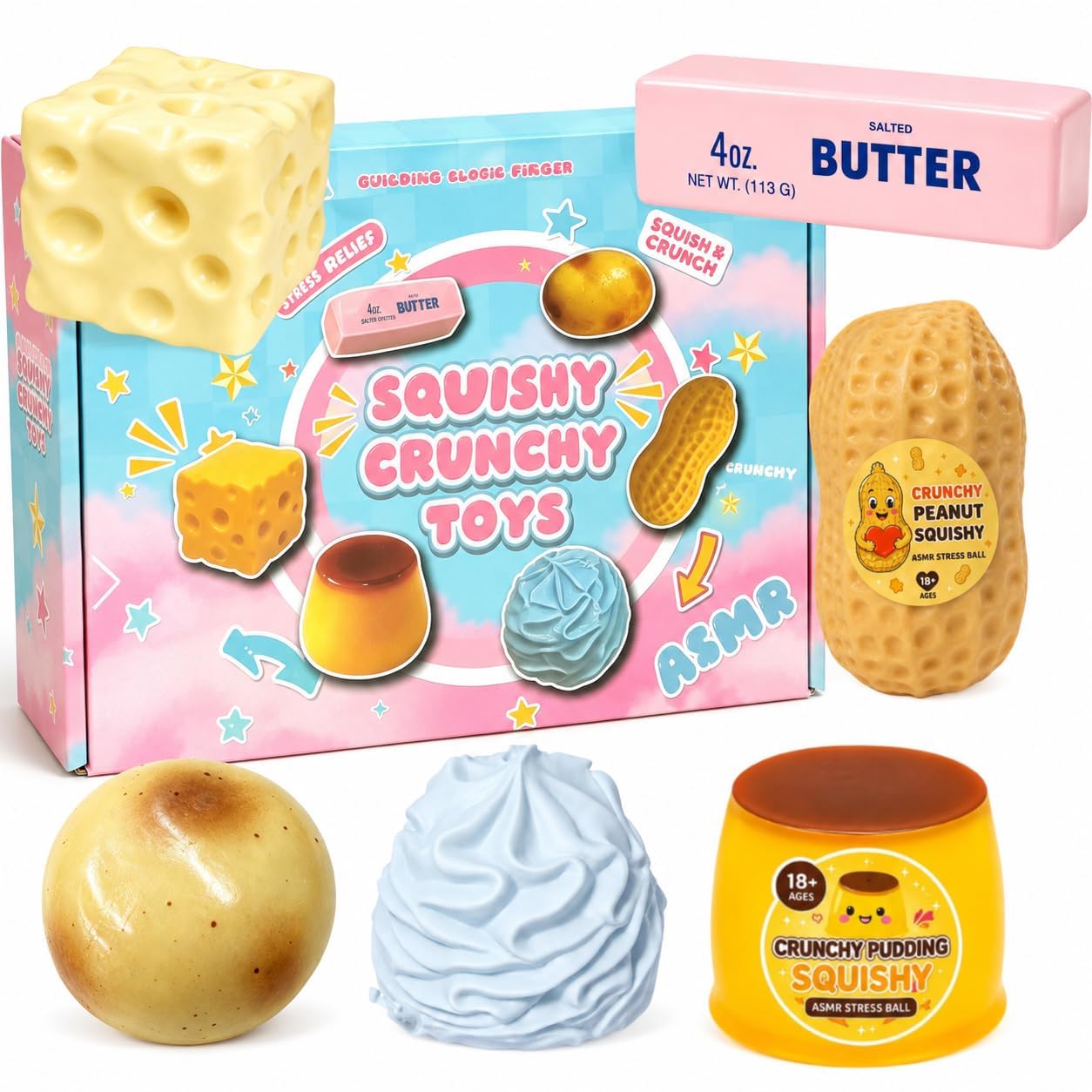 Crunchy Squishy Box Set of 6 Crunchy Squishies Butter
