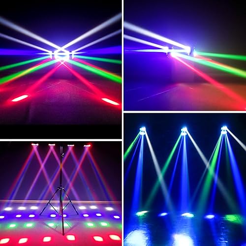 Miniatura 3 de Spider Moving Head DJ Light, 8 LED Beam Stage Lights RGBW, sonido activadoDMX-512 Control para fiesta, iglesia, evento, concierto club evento