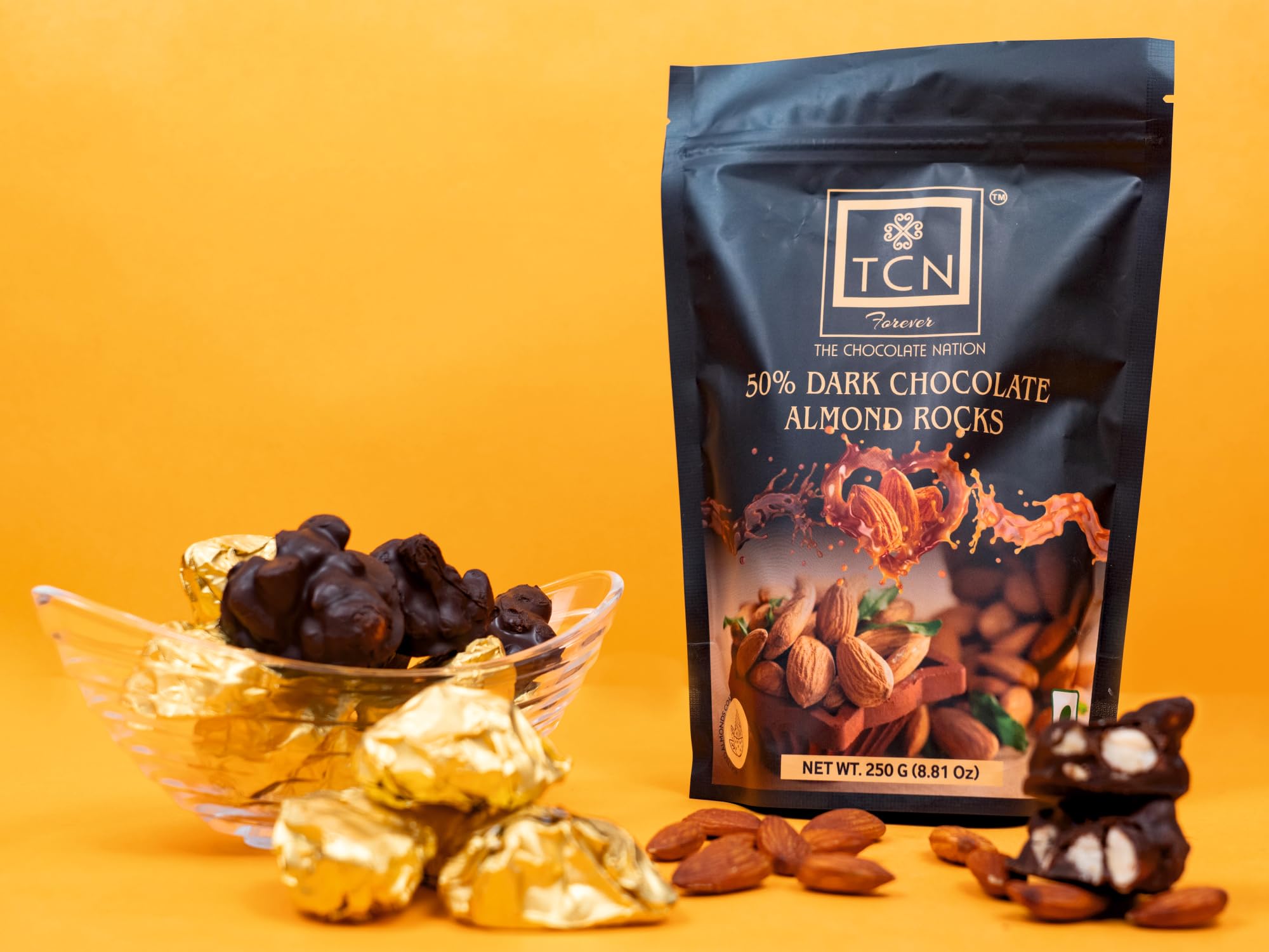 The Chocolate Nation Belgium Chocolate Almond Rocks for Birthday, Wedding, Anniversary| 250 grms Almond Rocks