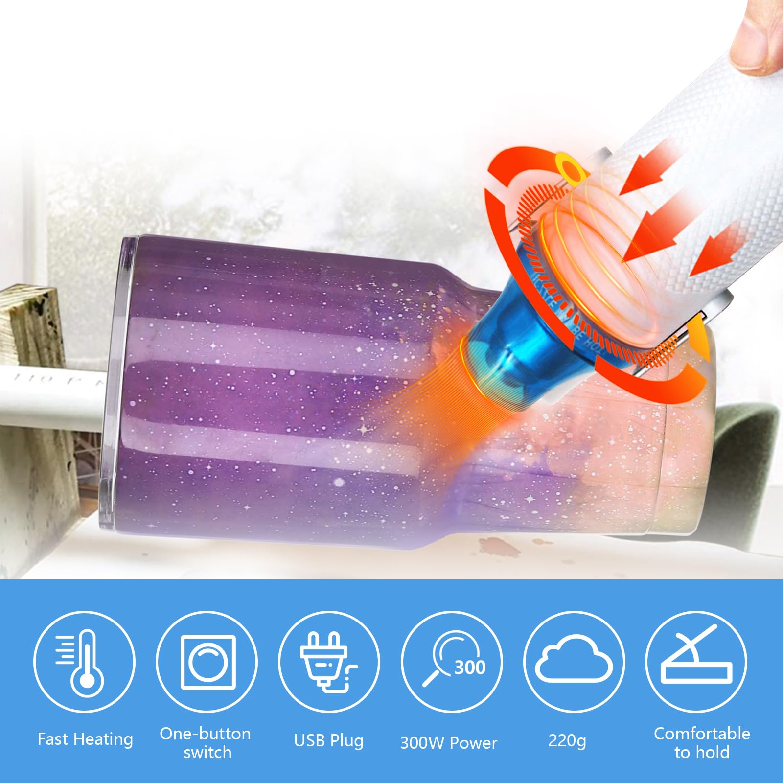 Pistola Termica, Pistola Aria Calda, Pistola Termica Professionale, 220V 300W Pistola Termica Elettrica Portatile Calda Heat Gun per Goffratura Artigianale, Tubi Termorestringenti, Creare Candele
