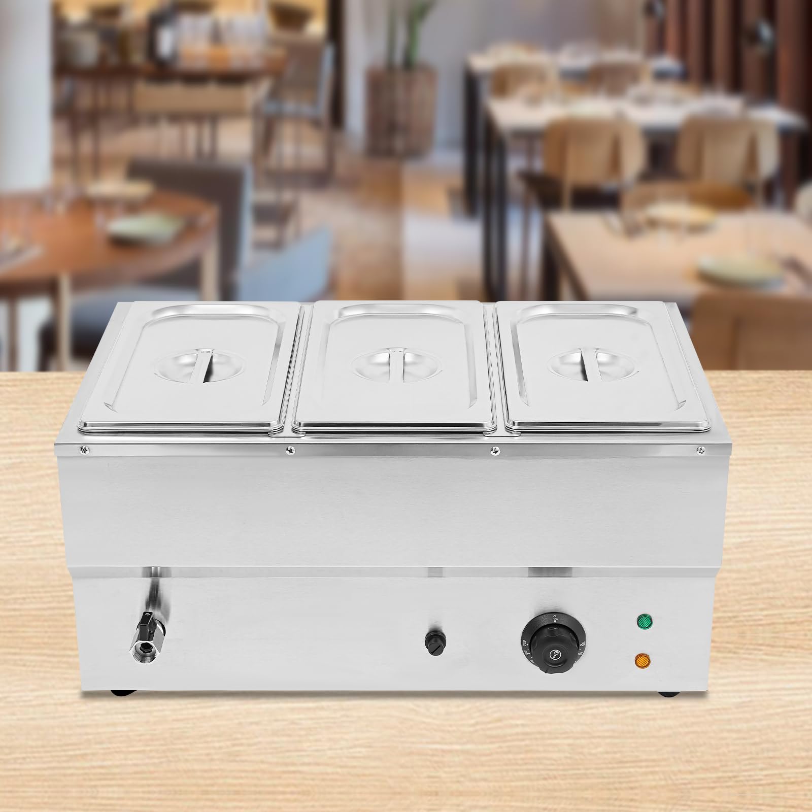 Gastronorm Bain Marie, 3 x 7 l, 850 W, scaldavivande caldo, in acciaio inox, gamma di temperatura 30 – 85 °C, contenitore professionale per ristoranti, mense