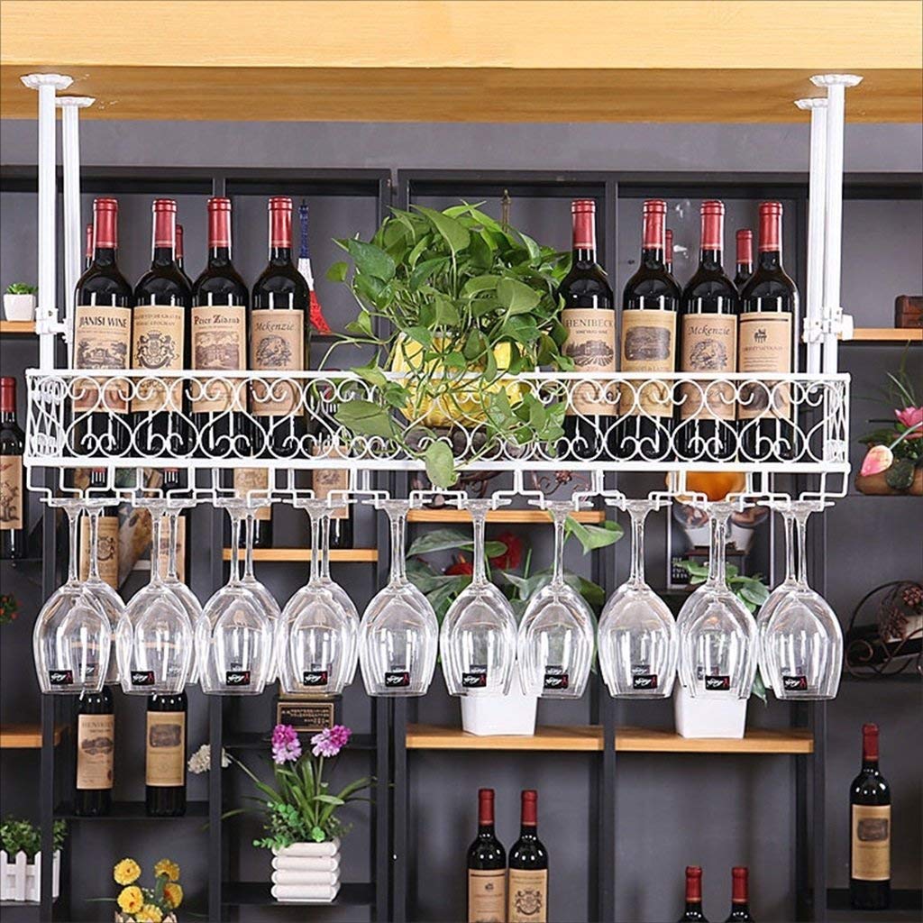 Casier à vin de bar suspendu pour ranger vos bouteilles et verres sans encombrer