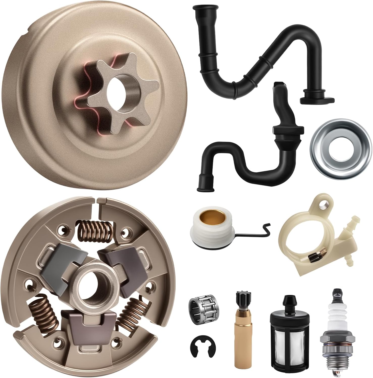 .325" 7T Spur Sprocket Clutch Drum Kit with Oil Pump Fuel Filter Oil Hose Line Worm Gear Spark Plug Compatible with Stihl MS231 MS231C MS251 MS251C Chainsaw Replace 1123 160 2050, 1143 640 2002