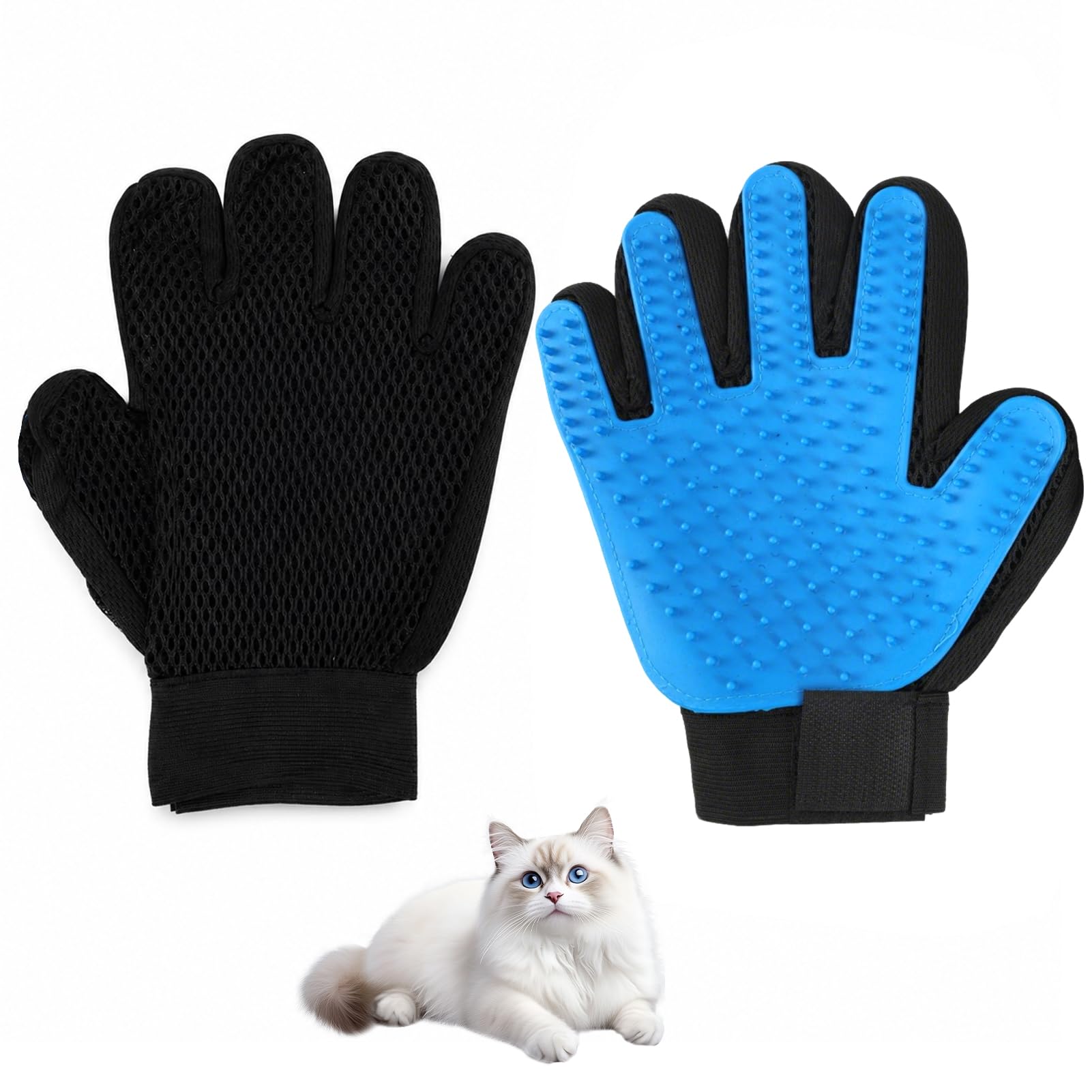 2PCS Guante De Cepillado para Mascotas, Pack De Guantes Quitapelos De Silicona para Perros Y Gatos, Cepillo De Aseo, Masaje Y Baño, Removedor De Pelo para Pelo Largo, Corto Y Rizado