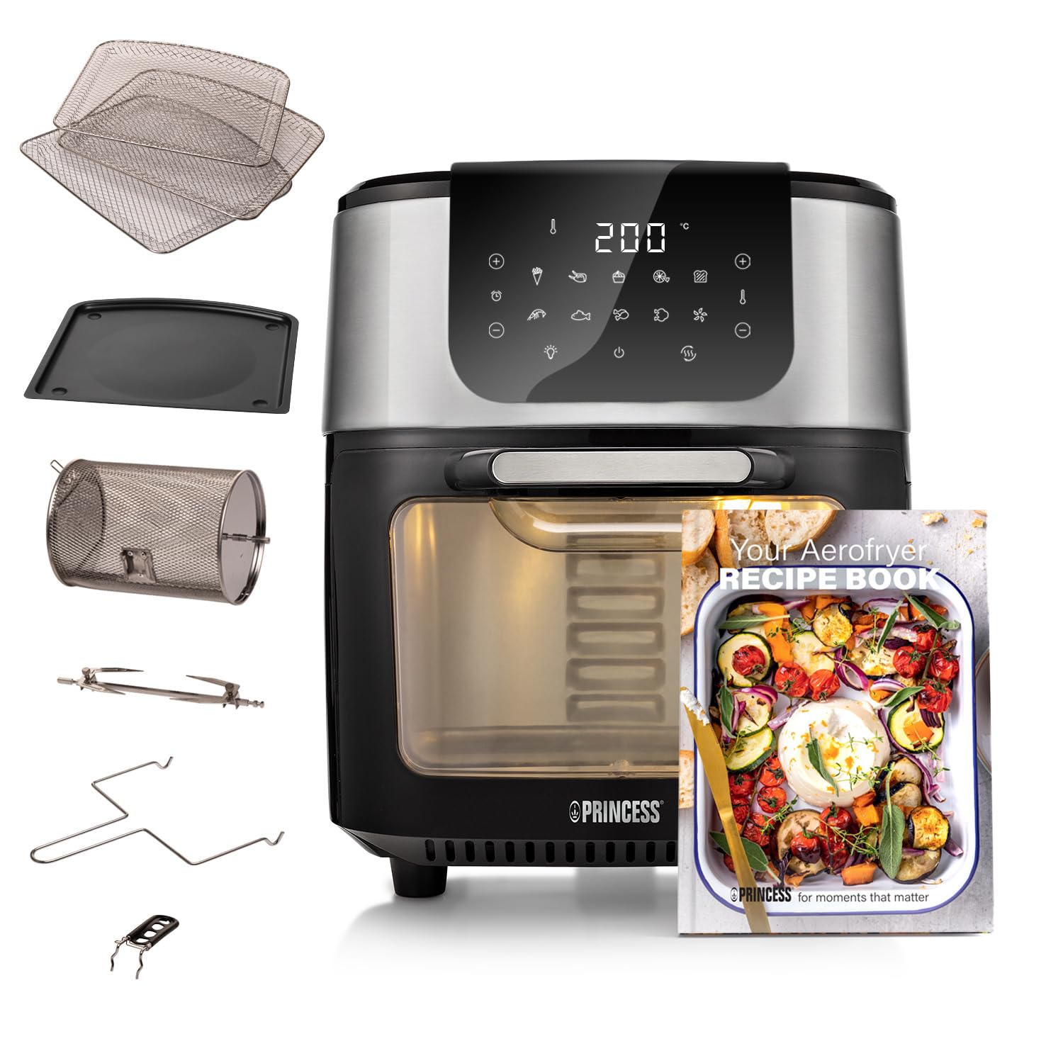 Princess Deluxe Mini Oven & Deep Fryer 11L 1800W Digital Touch