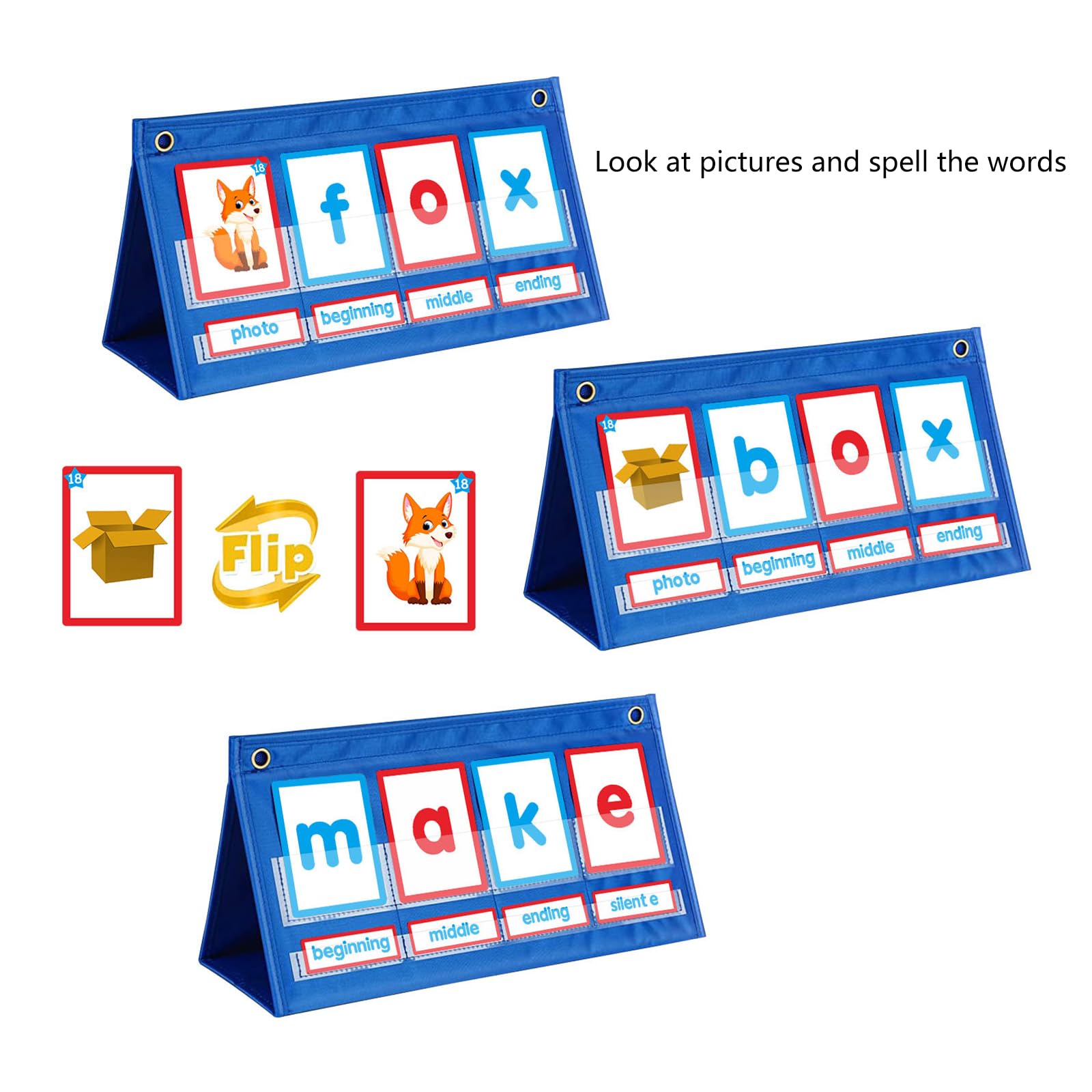 CVC Word Builder Desktop Taschendiagramm, Zeltkarten Set, Phonics Spiele, Rechtschreib Lernspielzeug für von 5, 6, 7, 8 Jahren Cvc Word Rechtschreibspiele, Vorschul und Kindergarten