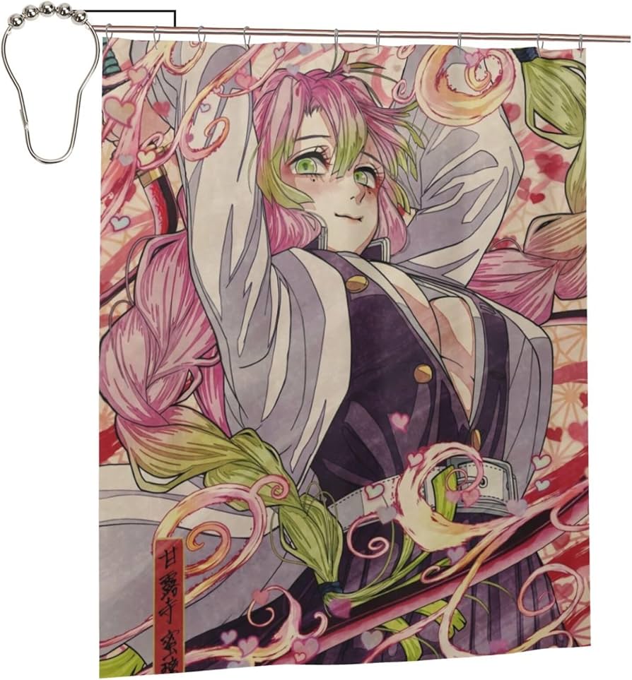 Amazon｜シャワーカーテン 鬼滅の刃 甘露寺蜜璃 おしゃれ 防水 防カビ