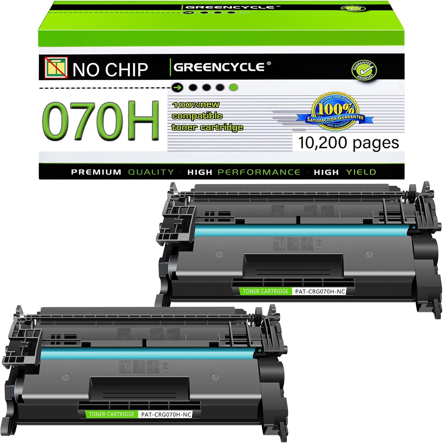greencycle 070H 070 [NO CHIP] Black Toner Cartridge Compatible Replacement for Canon 070H CRG070H CRG-070H 070 CRG070 Toner Cartridge for imageCLASS MF465dw MF462dw LBP246dw LBP247dw Printer (2 Pack)