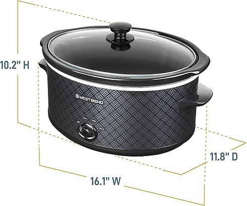 Miniatura 6 de West Bend Olla de cocción lenta de 6 cuartos de galón, estilo vajilla manual con olla de cocción lenta y tapa de vidrio, apta para lavavajillas,