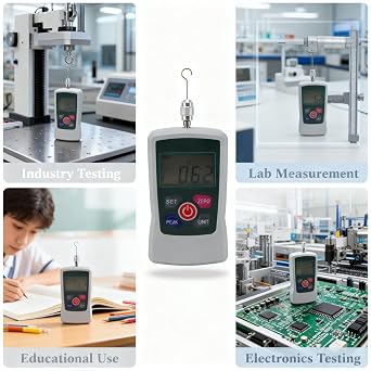 Digital Force 50N Mini Push Pull Tester Meter, Aluminum Alloy Compact Design - Built in Sensor, Multi Functional for Material Testing and Quality Control